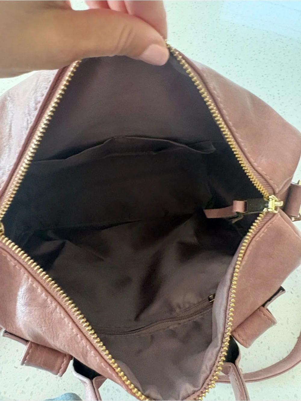 Women's Faux Leather Backpack Bag in Mauve